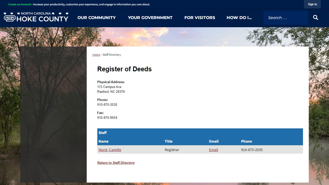 Staff Directory • Hoke County, NC • CivicEngage